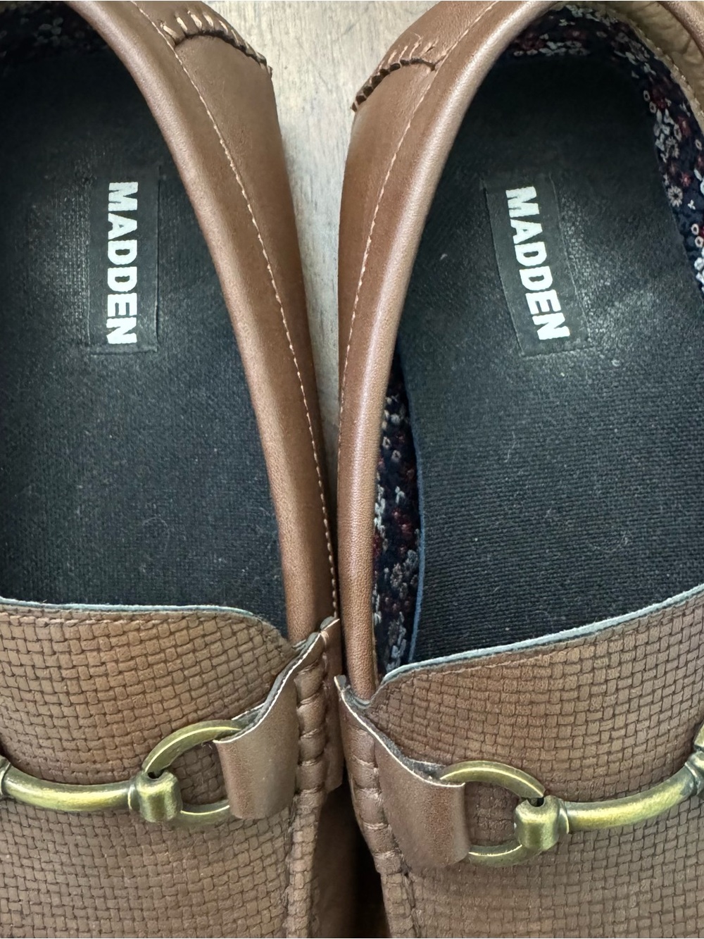 Steve Madden Men's Brown Textured Slip-On Loafers with Bridle Bit - Picture 2 of 7